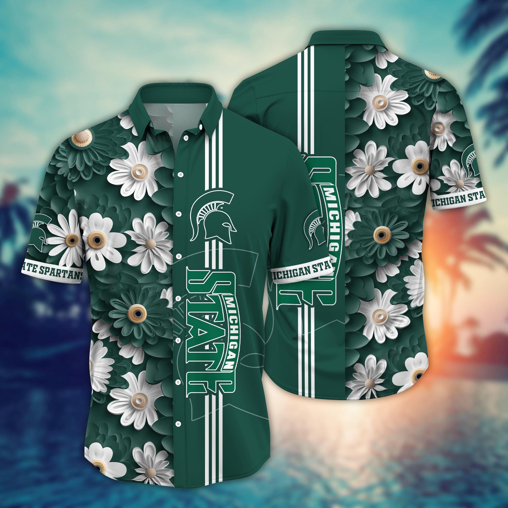 Michigan State Spartans Flower Hawaii Shirt And Tshirt For Fans, Summer Football Shirts NA49574